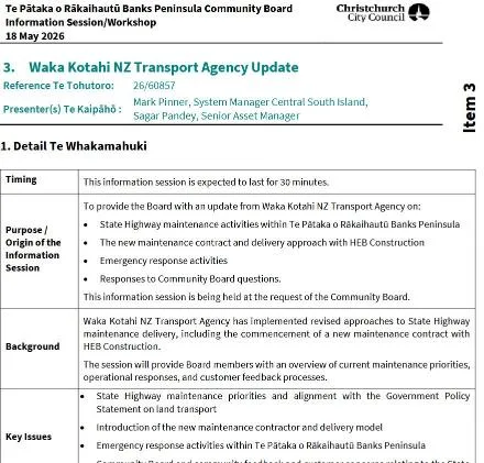 Waka Kotahi NZ Transport Agency Update