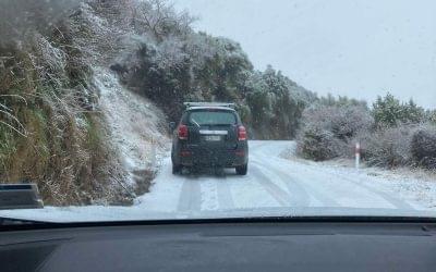 Snow and ice reported above Akaroa/Eastern Bays